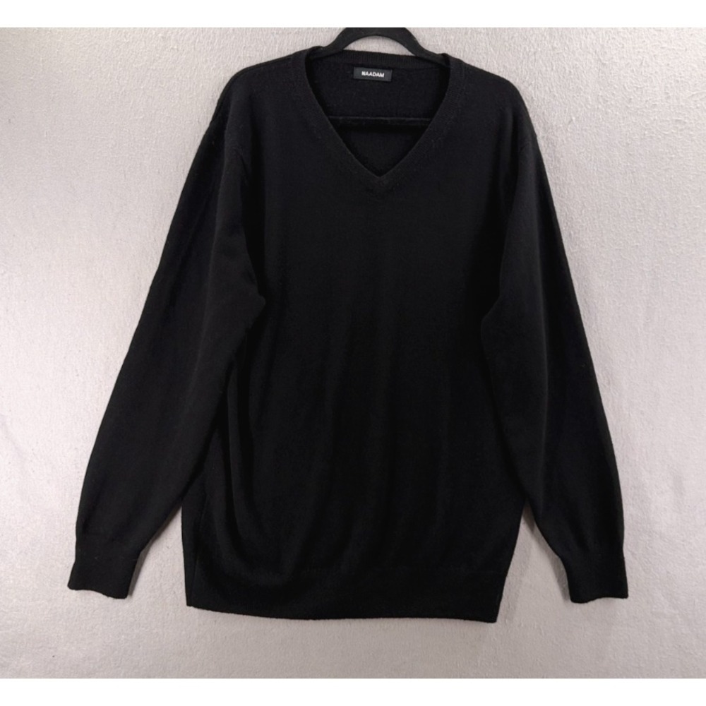 Naadam V-Neck Sweater Mens XL Black 100% Cashmere Quiet Minimalist Old Money